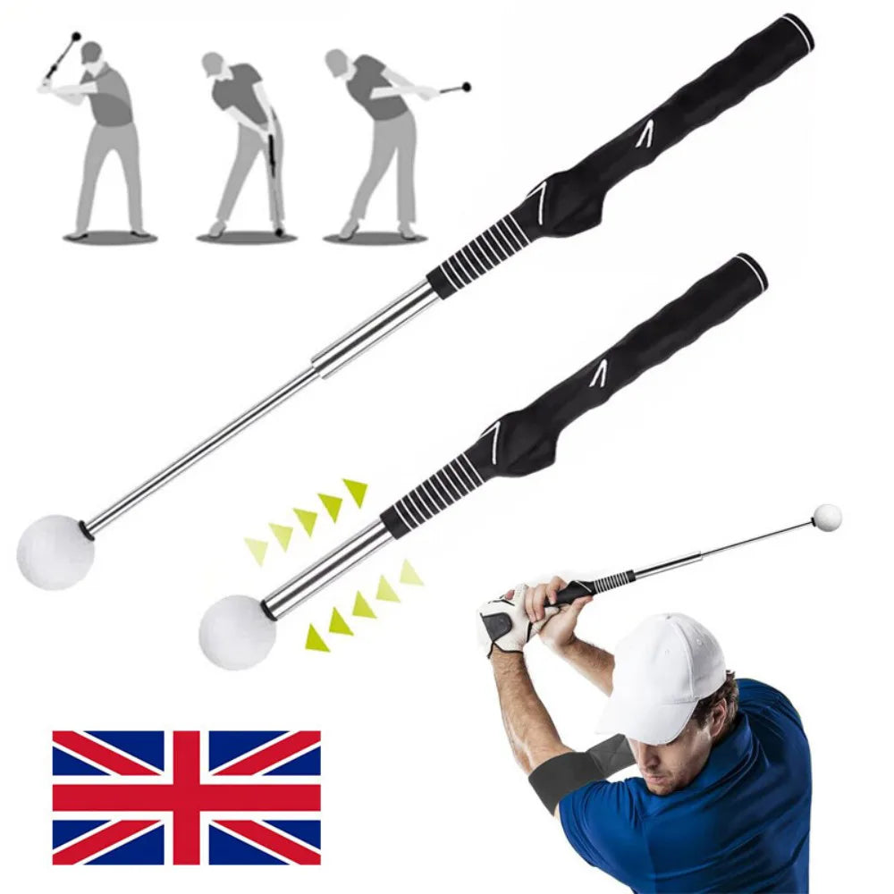 Retractable Golf Swing Trainer with Click Feedback – Portable Tempo & Grip Aid for Indoor Practice