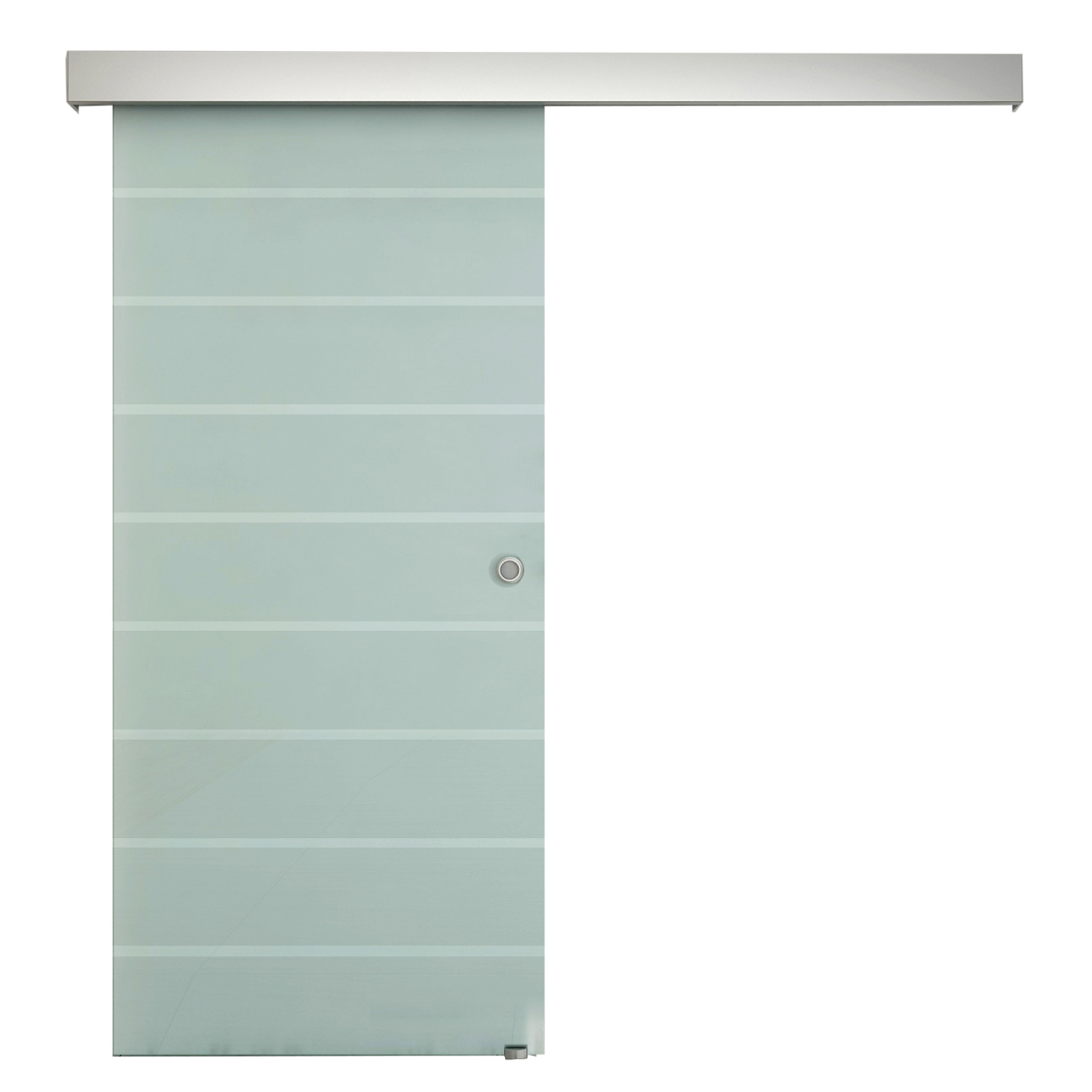HOMCOM Tempered Frosted Glass Sliding Barn Door Kit with Aluminium Rail – Space-Saving Door for Bathrooms