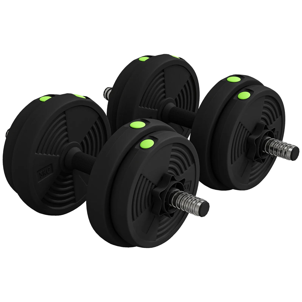 SPORTNOW 15kg Adjustable 2-in-1 Barbell & Dumbbell Set with Non-Slip Handles – Home Gym, Black and Green