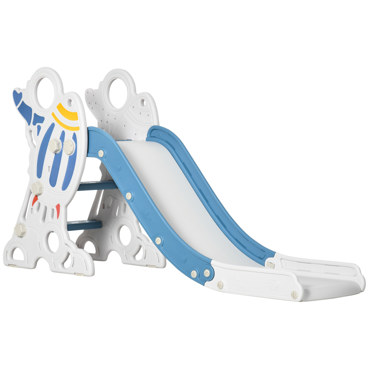 AIYAPLAY Toddler Freestanding Slide with Non-Slip Stairs – Space-Themed Indoor Slide, Ages 1.5-3, Blue