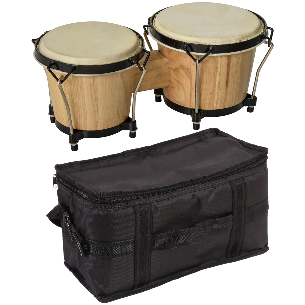 HOMCOM Wooden Bongo Drum Set, 7" & 7.75" Sheepskin Heads with Tuning Wrench & Bag – For Beginners & Professionals