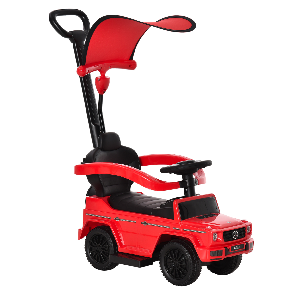 HOMCOM Mercedes-Benz G350 Ride-On Sliding Car with Canopy & Under-Seat Storage – Toddler Floor Slider, Red