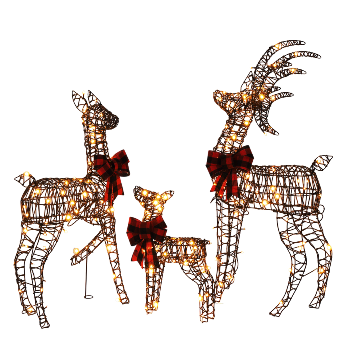 3-Piece Lighted Christmas Reindeer Family Set with 210 Warm White LEDs – Indoor and Outdoor Decoration