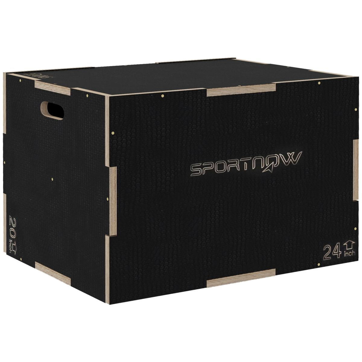 SPORTNOW 3-in-1 Wooden Plyometric Jump Box, 51/61/76cm Heights – Non-Slip Plyo Box for Home Gym Training, Black