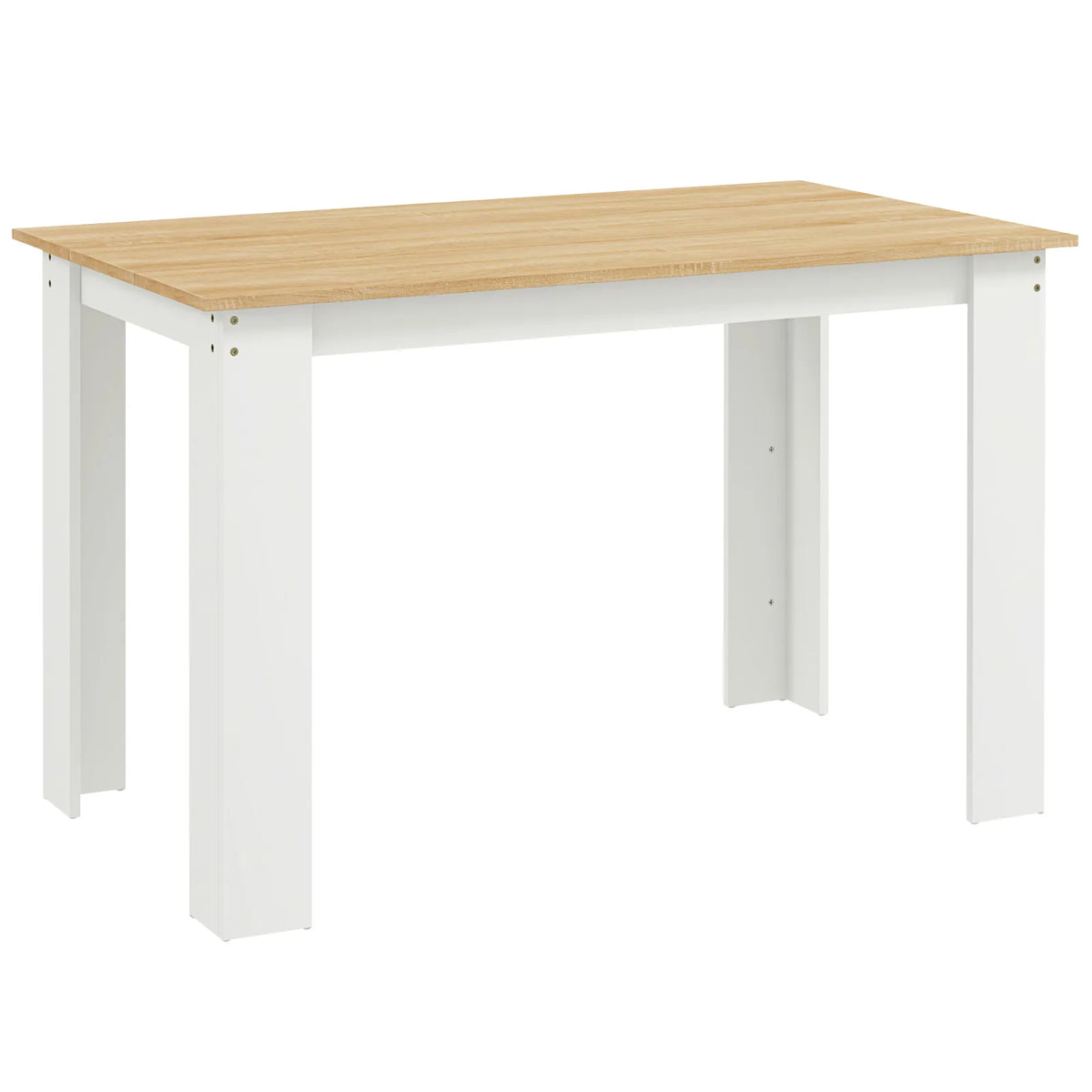 HOMCOM Dining Table for 4-6 People with Wood Effect Melamine Top – Space-Saving Kitchen Table, Oak and White