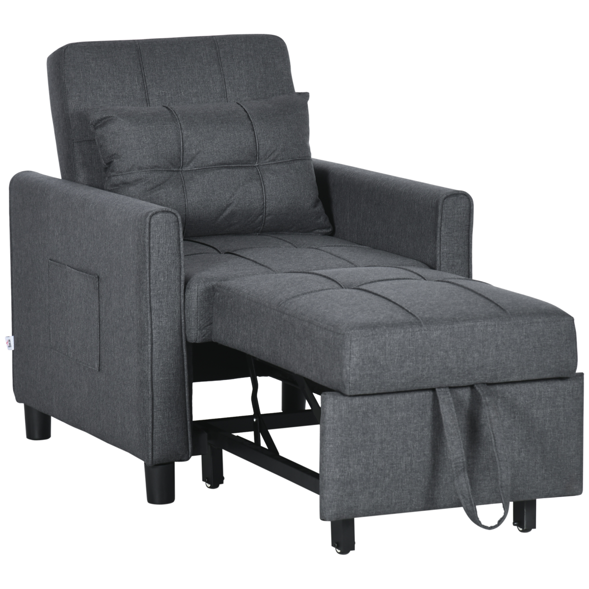 HOMCOM grey pull-out chair bed