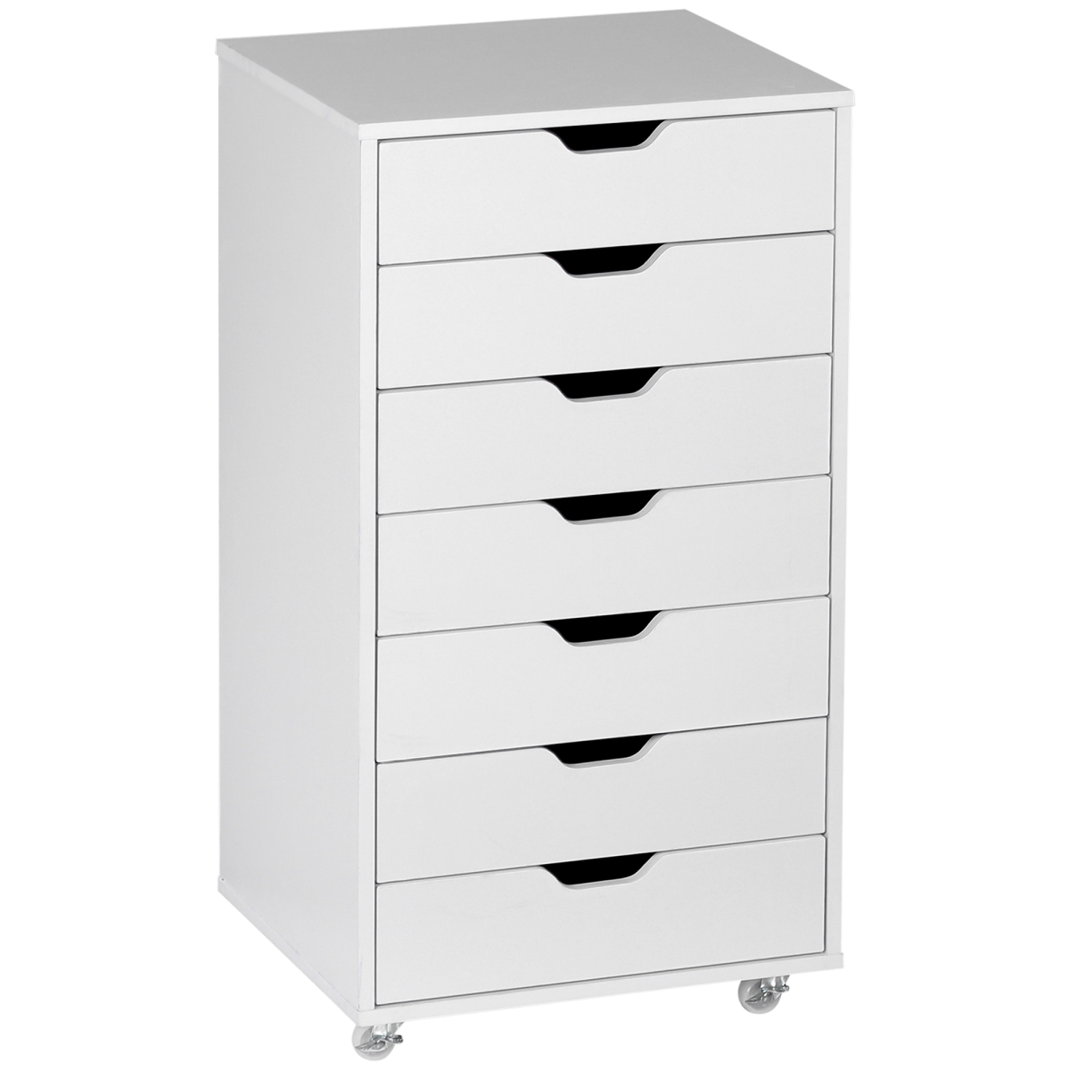 Vinsetto Mobile Filing Cabinet with 7 Drawers and Lockable Wheels – Office Storage, White
