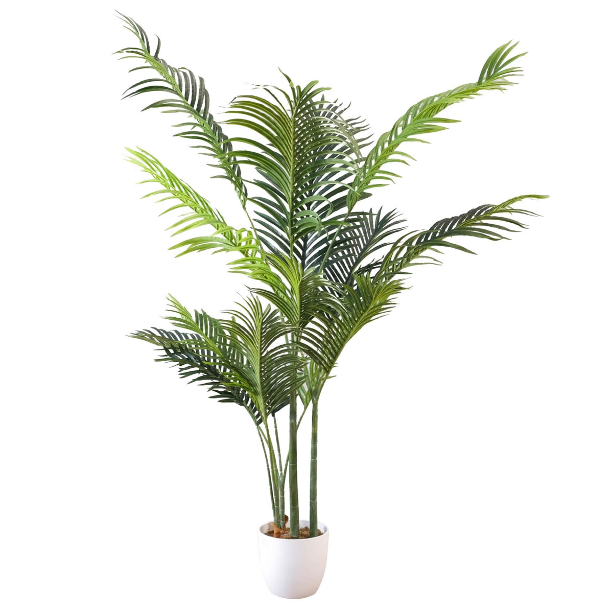 Artificial Palm Tree with 15 Leaves in White Pot, 160cm – Tall Tropical Greenery for Home & Office