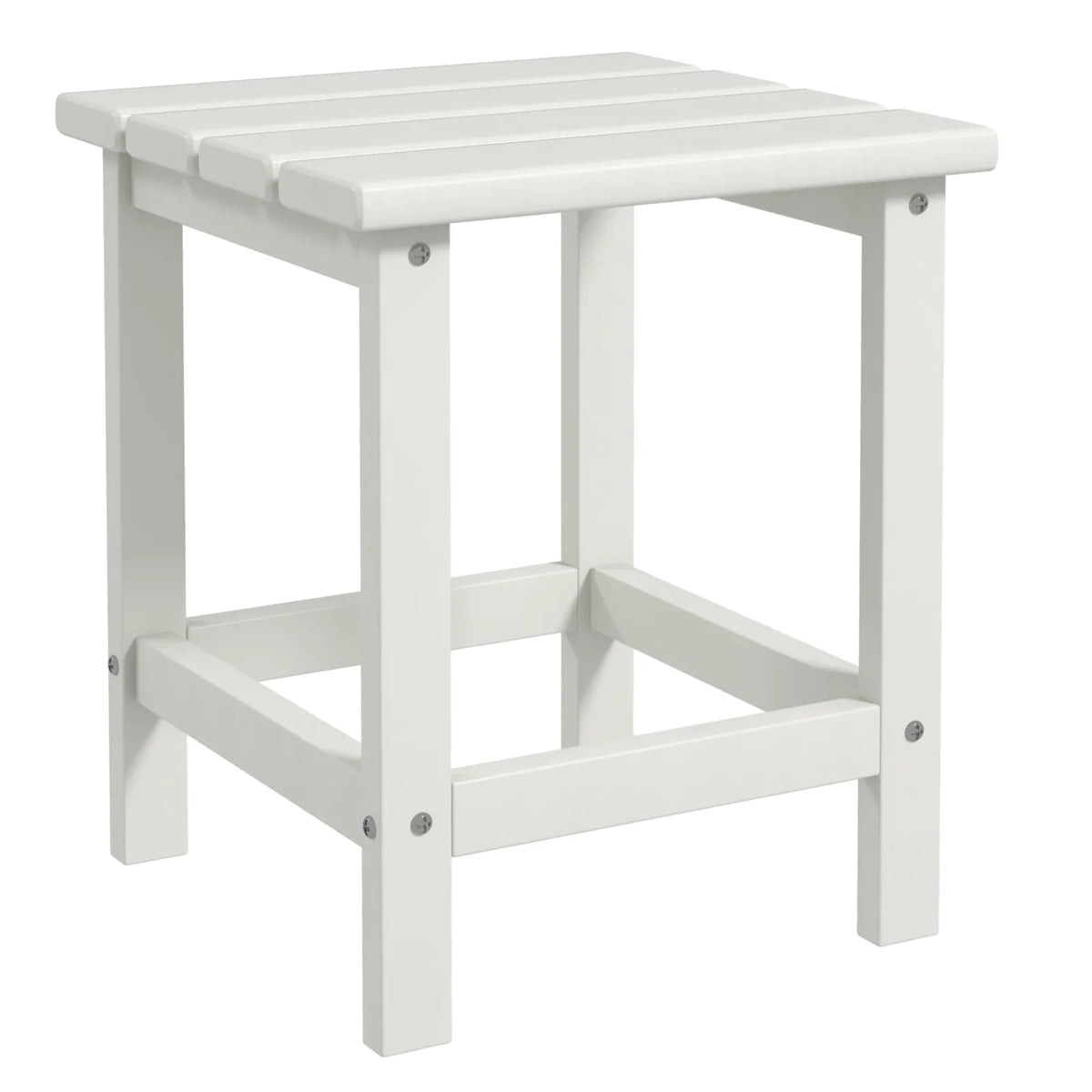 Outsunny Square Garden Coffee Table with Recycled HDPE Tabletop – Outdoor Side Table, 38 x 38 x 46 cm, White