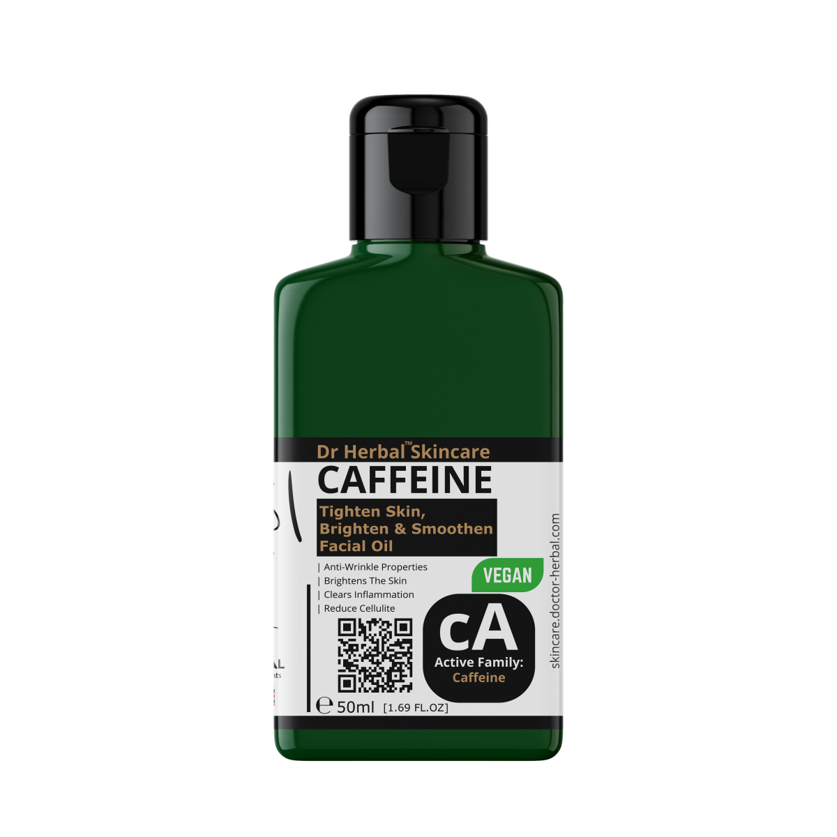 Dr Herbal Caffeine Facial Oil 50ml with Vitamin E & Marine Extracts – Lightweight Face Oil to Refresh & Hydrate