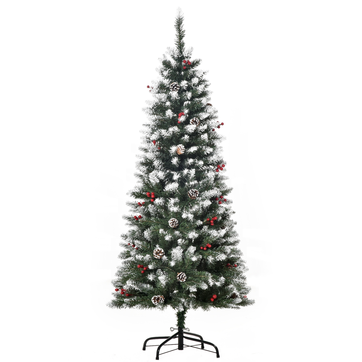 5ft pencil Christmas tree with berries and pinecones