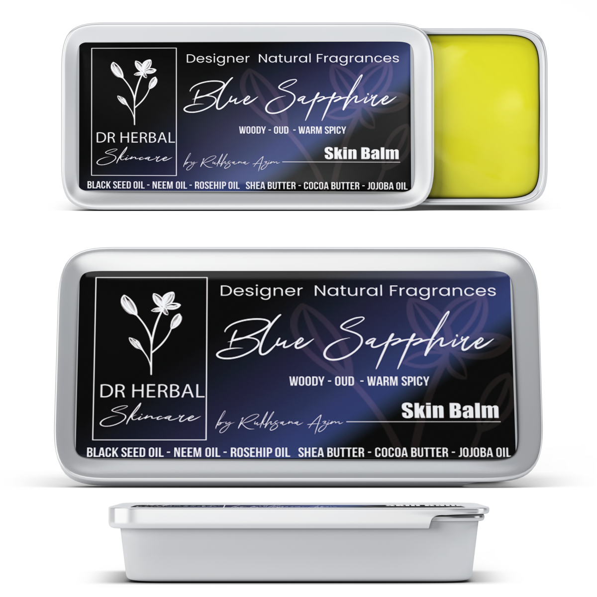Dr Herbal Solid Fragrance Balm Blue Sapphire 20g Pocket Oud Scent for Men