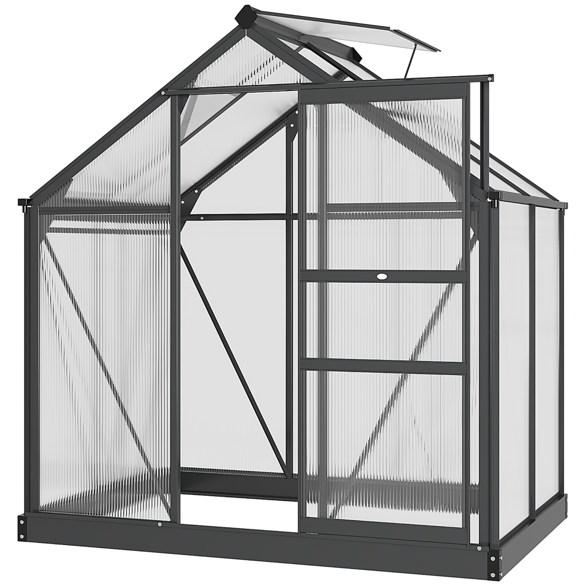 Outsunny 6 x 4ft Walk-In Polycarbonate Greenhouse with Aluminium Frame & Sliding Door – Garden Grow House
