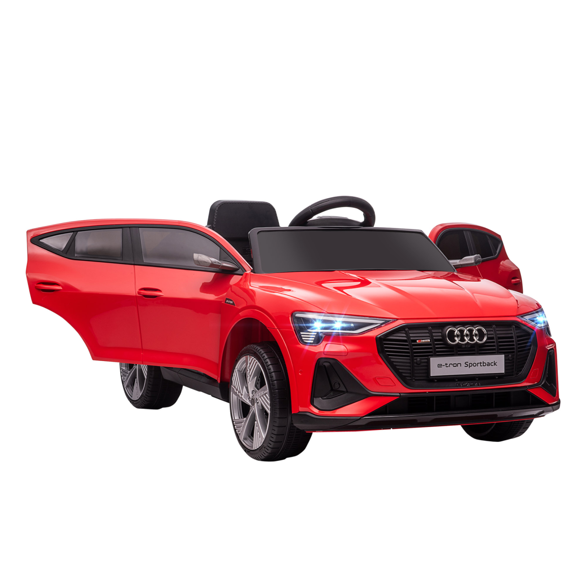 HOMCOM Audi E-tron 12V Kids Electric Ride-On Car with Remote Control, Lights & Music – Licensed Toy Car, Red