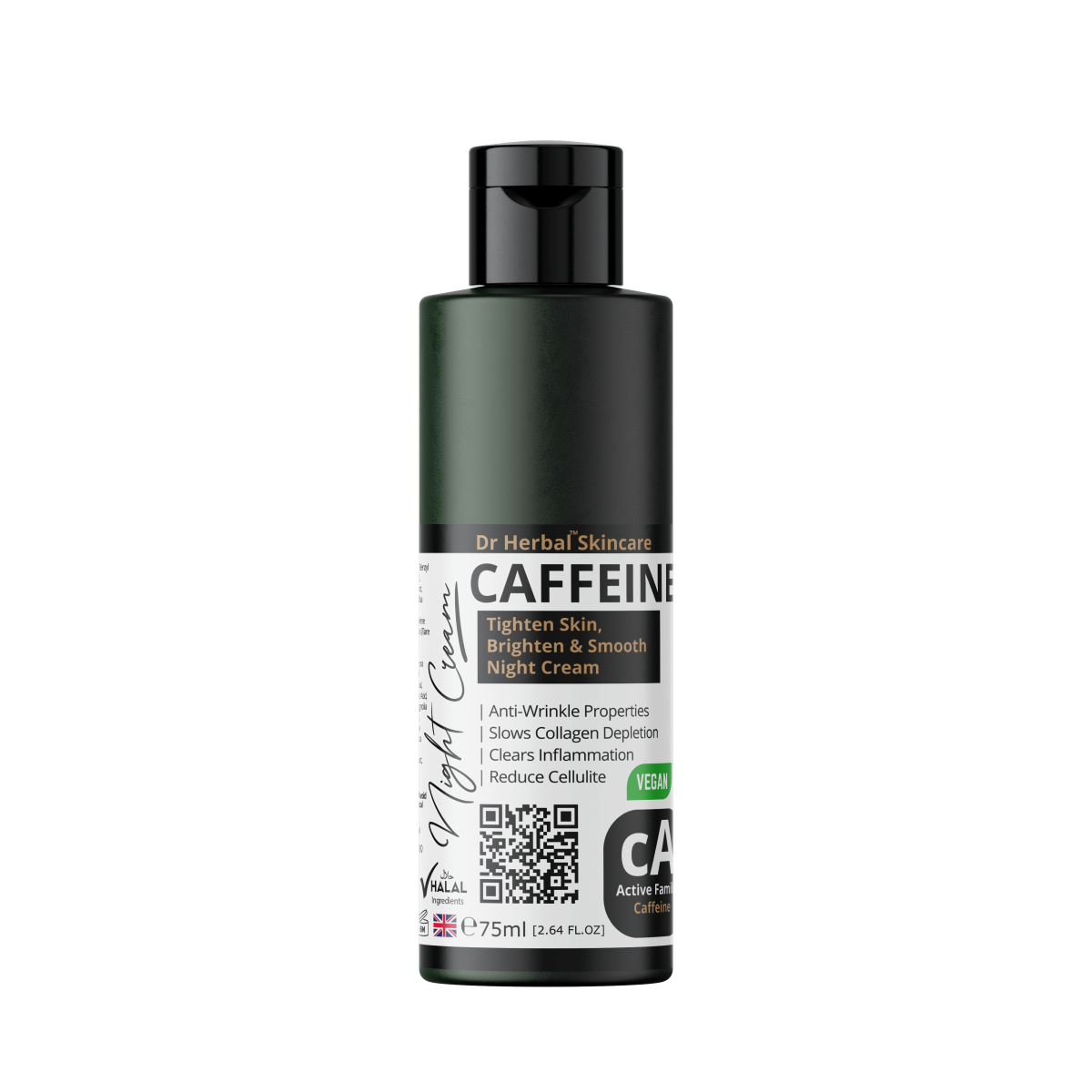 Dr Herbal Night Cream 75ml with Caffeine, Aloe Vera, Shea Butter & Botanical Extracts – Overnight Hydration