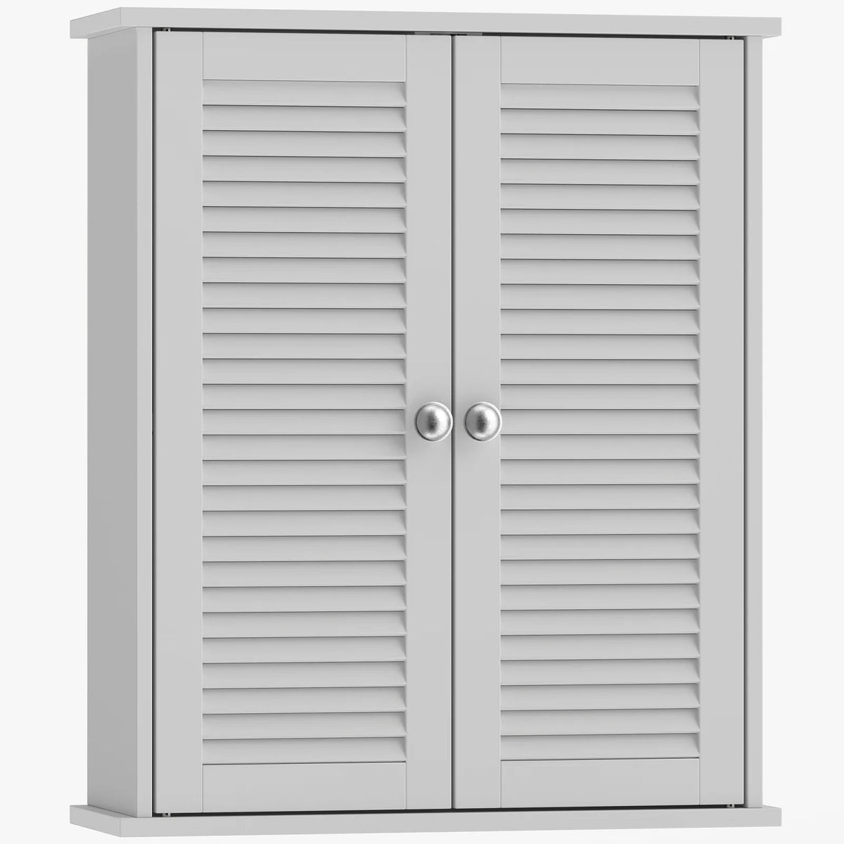 HOMCOM Wall Mounted Bathroom Cabinet with Louvred Doors and Adjustable Shelf – Storage Cupboard, White