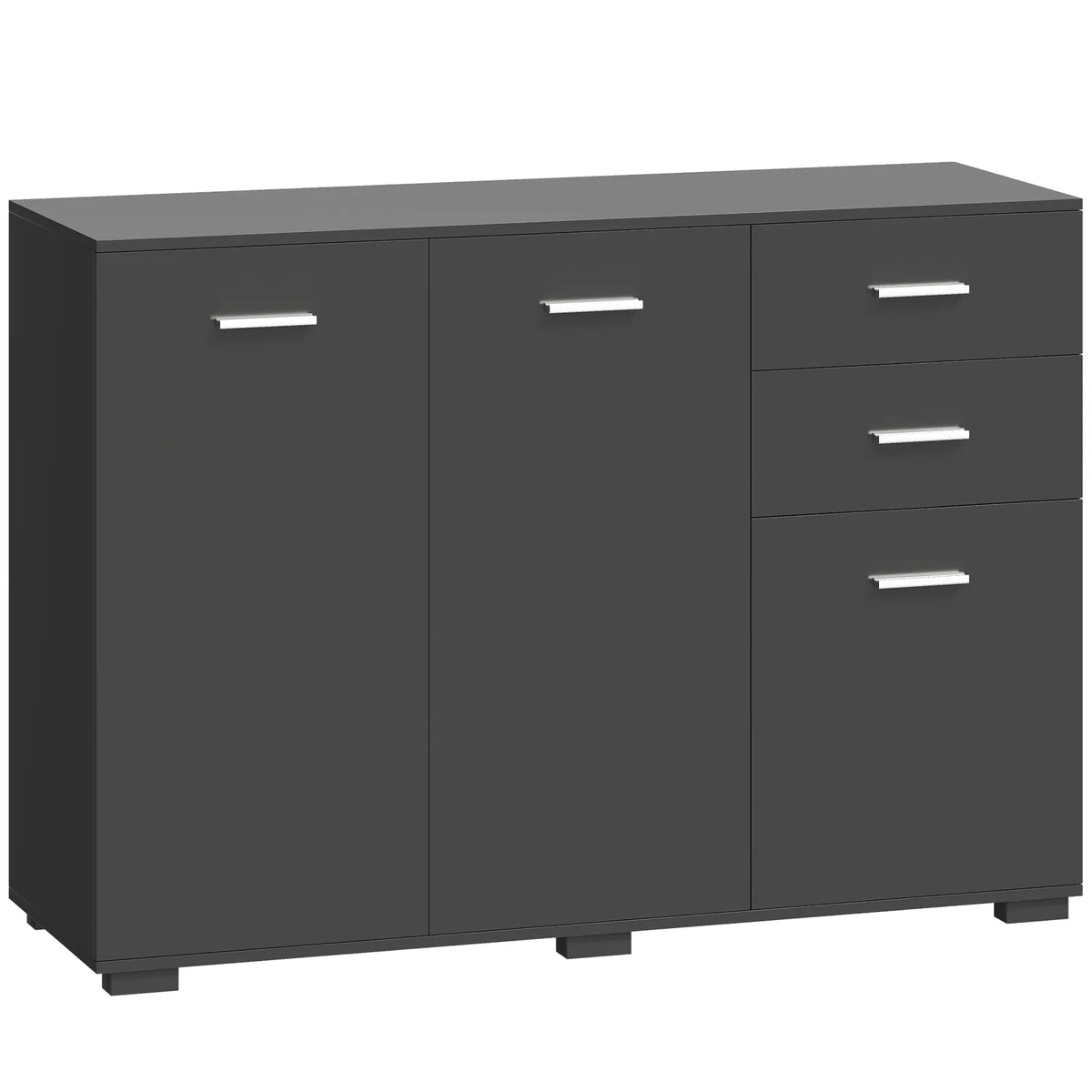 HOMCOM Modern Sideboard with 2 Drawers, 3 Doors and Adjustable Shelves – Kitchen and Dining Storage Cabinet, Black