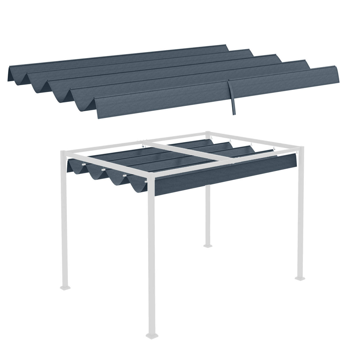 Outsunny Replacement Pergola Roof Sun Shade Cover for 3 x 2.15m Pergola, UV30+ PU Coated Polyester, Dark Grey