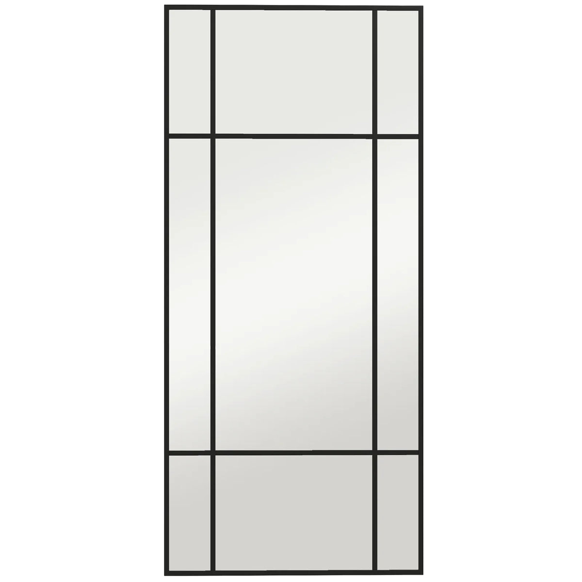HOMCOM Decorative Grid Wall Mirror, with Back Hooks – Black