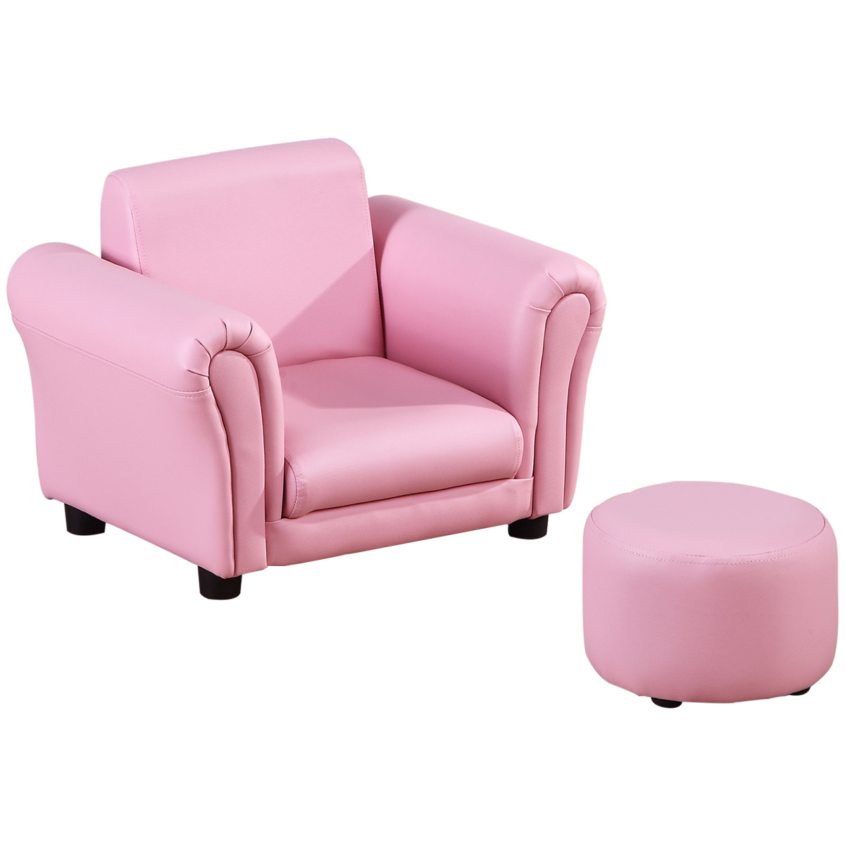HOMCOM Kids Sofa with Footstool – Toddler Armchair for Playroom and Bedroom, Pink