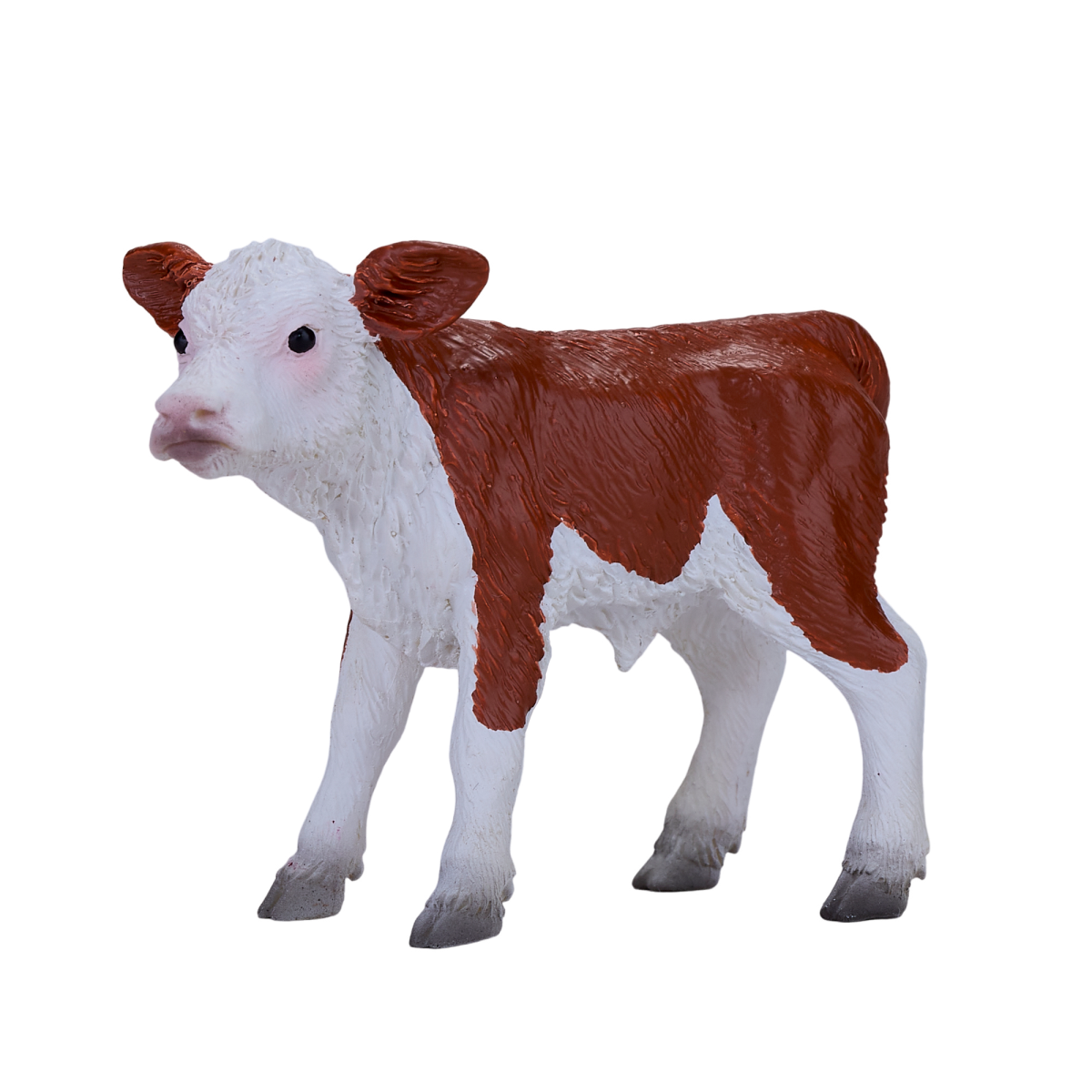 Mojo Hereford Calf Figurine – Hand-Painted Realistic Farm Animal Toy
