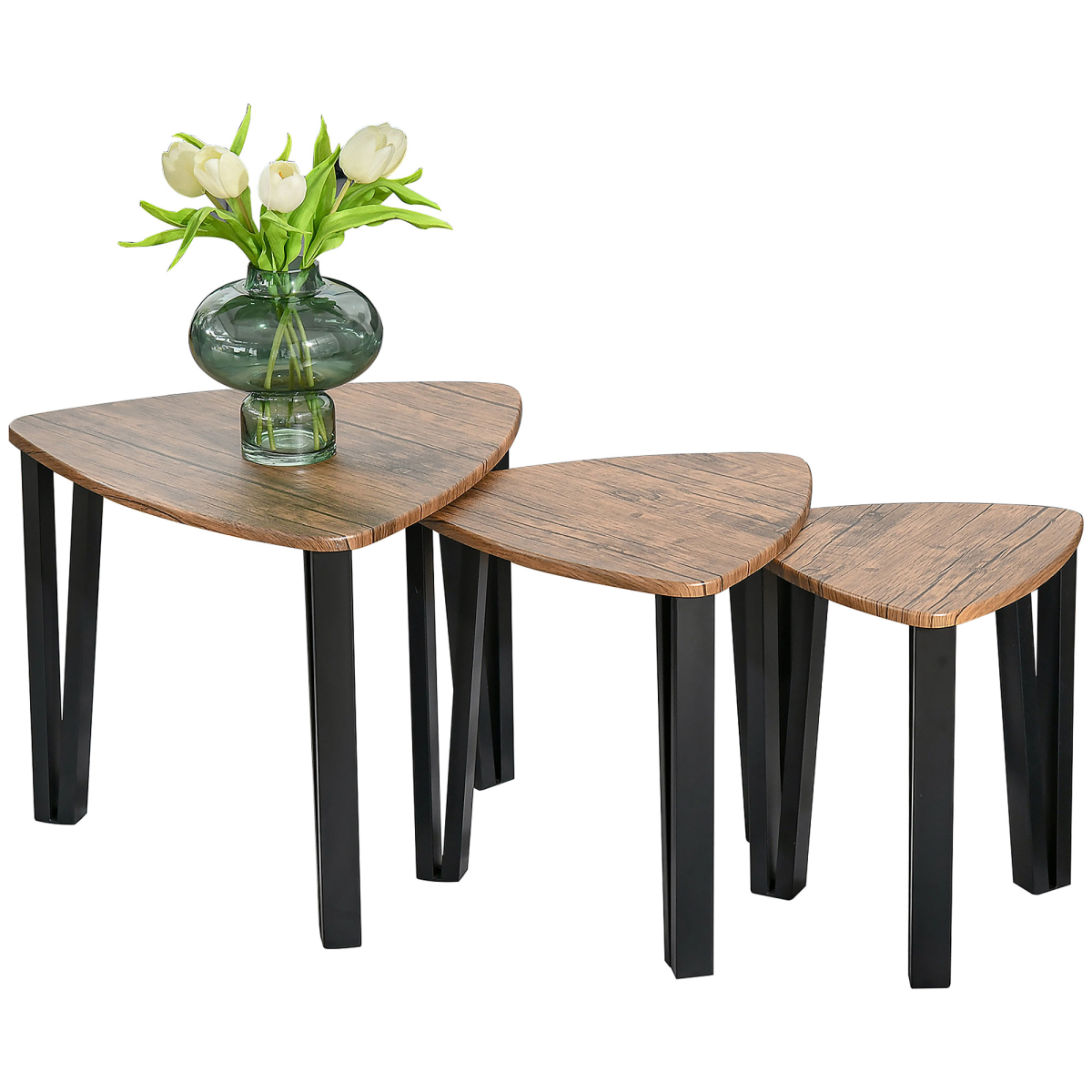 Walnut stackable coffee table set