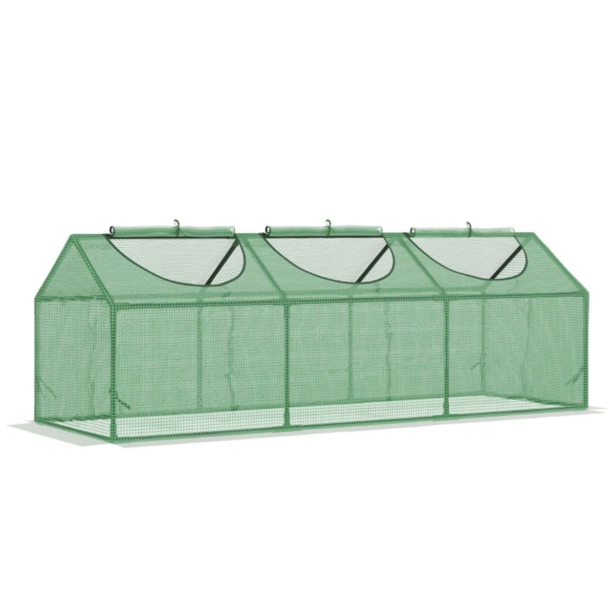 Mini Greenhouse with PE Cover, Steel Frame & Roll-Up Zipped Windows – Grow House for Patio or Balcony, Green