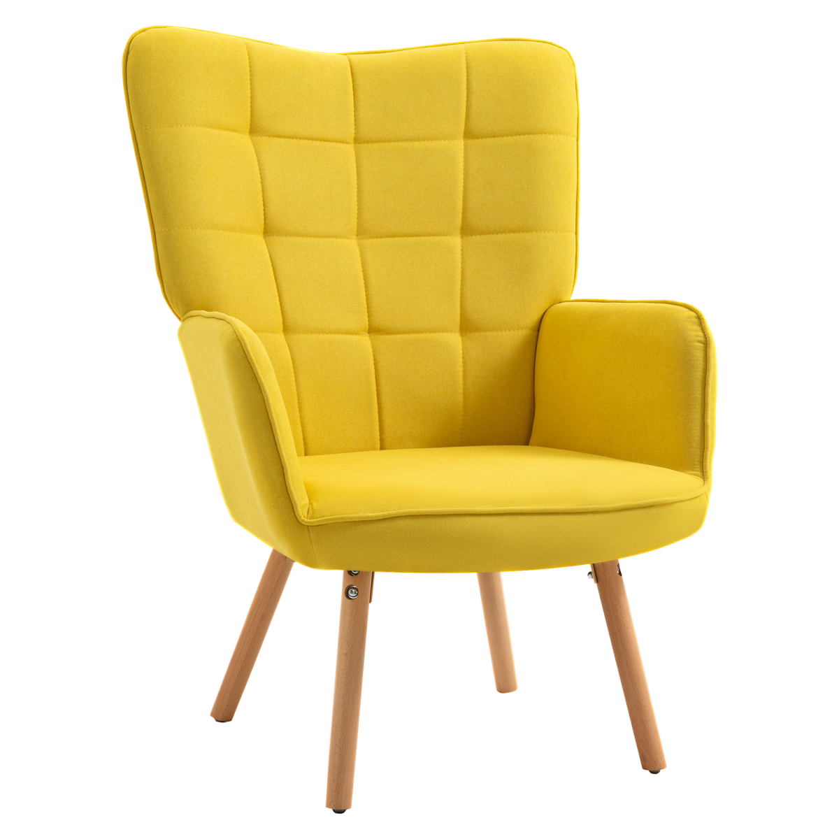 Yellow velvet wingback armchair