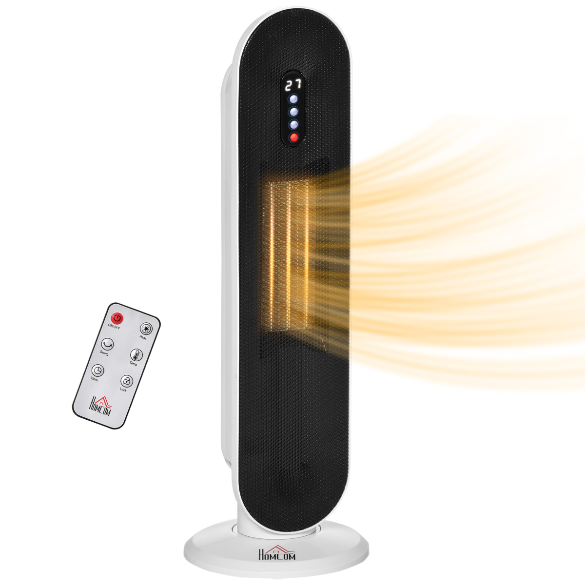 HOMCOM Ceramic Space Heater with Oscillation, Remote & Overheat Protection – 1200/2000W, Timer, Thermostat