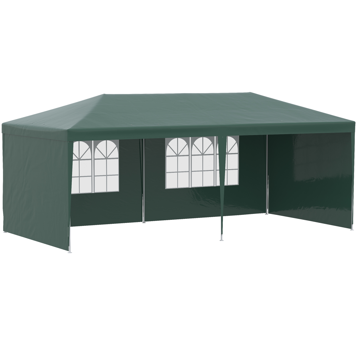 Outsunny 6m x 3m Garden Gazebo Marquee with 2 Windows & UV-Resistant Canopy – Party Tent, Green