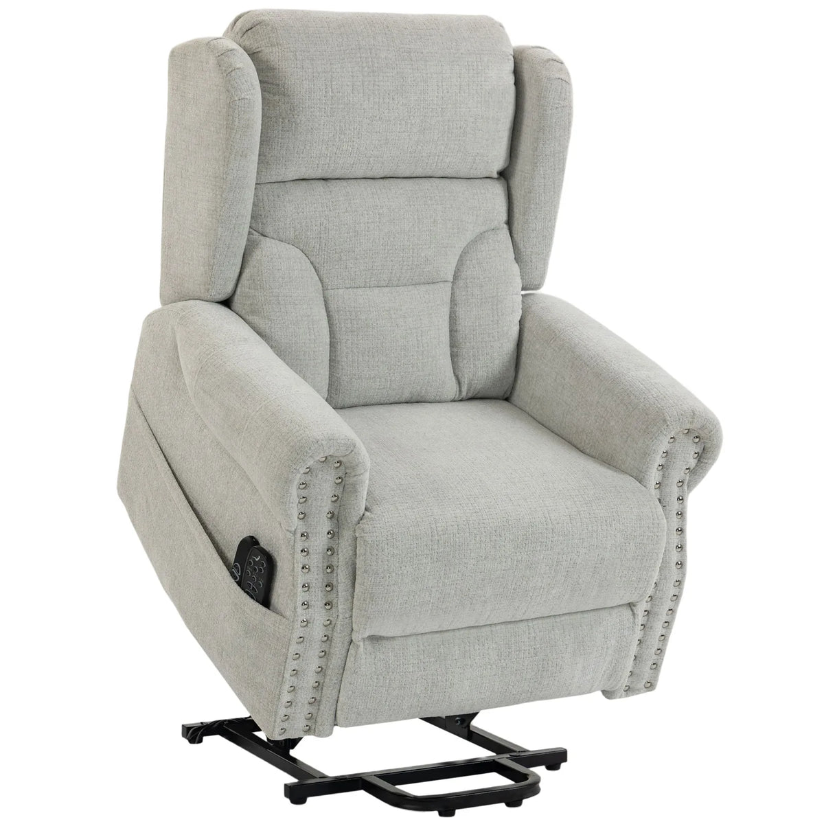 HOMCOM Riser Recliner Chair with Massage and Heat – Chenille Electric Power Lift Armchair, Light Grey