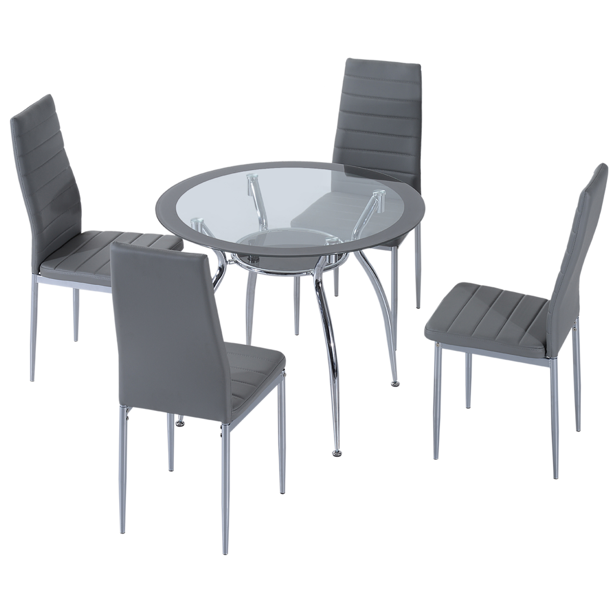 HOMCOM round glass dining table set for four