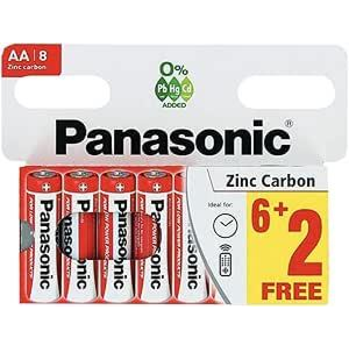 Panasonic AA Zinc Battery Card of 8 – Pack of Eight AA Batteries for Everyday Devices