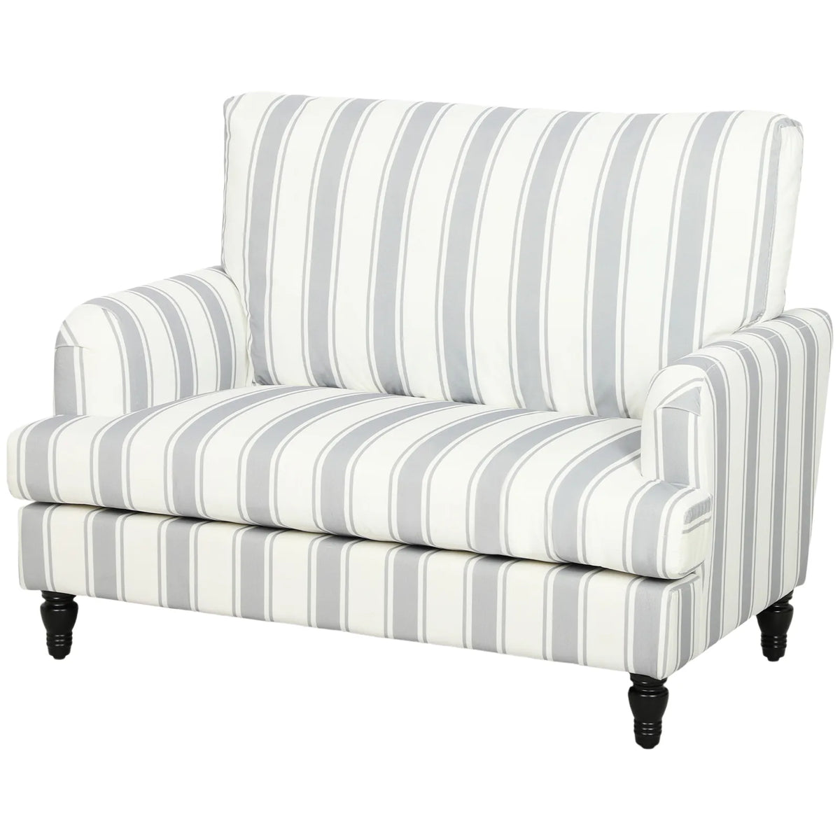 HOMCOM Velvet Single Sofa Armchair with Stripes, Turned Legs and Wide Seat – Modern Accent Chair, Grey
