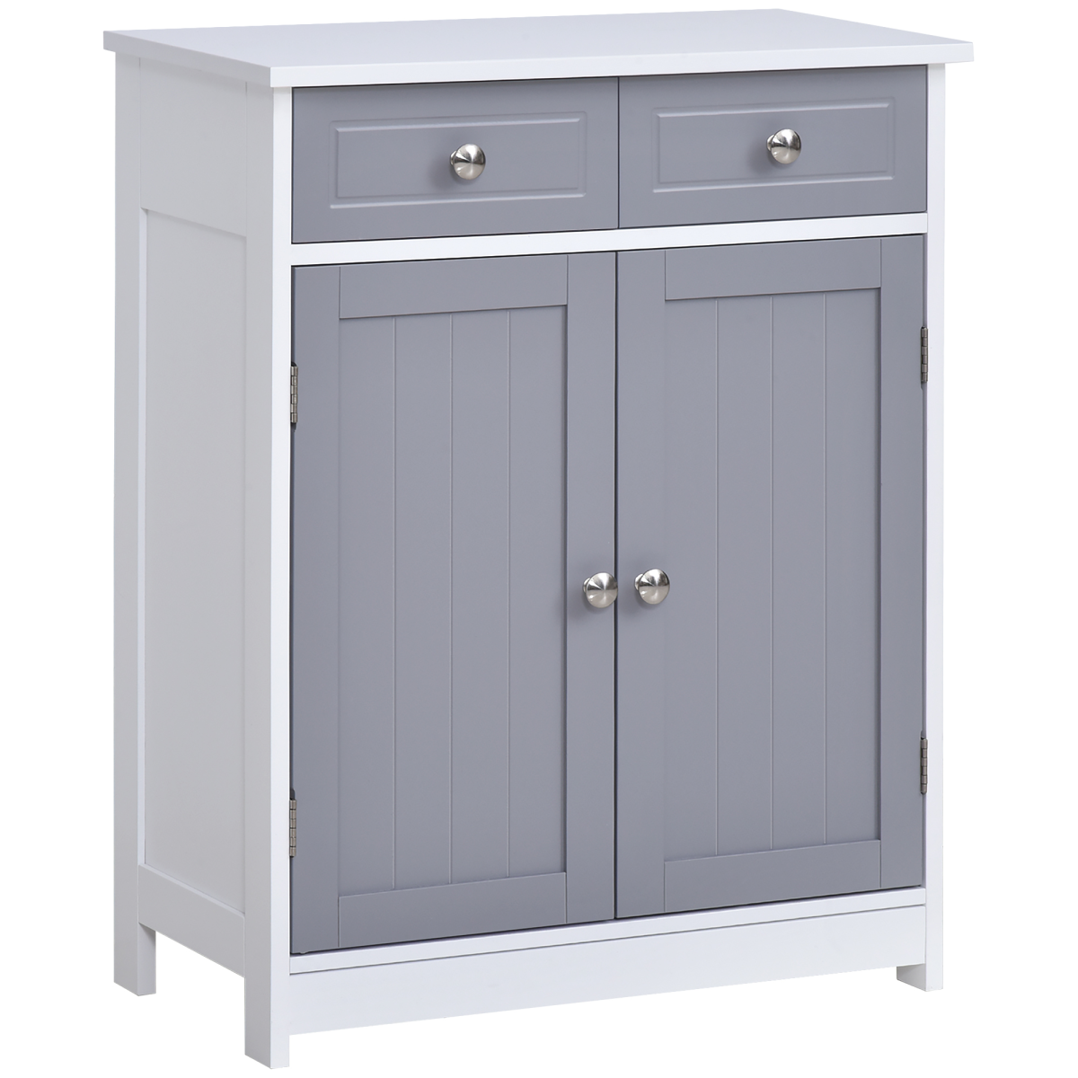 kleankin 2-Drawer Freestanding Bathroom Cabinet with Cupboard and Adjustable Shelf – Moisture Resistant MDF, Grey