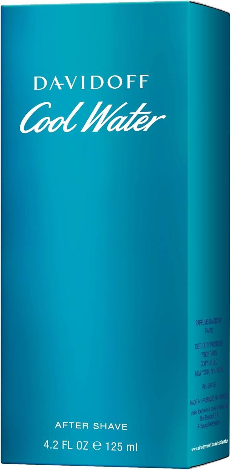 Davidoff Cool Water Aftershave 125ml – Aquatic Aromatic Men's Post-Shave Splash with Mint & Musk