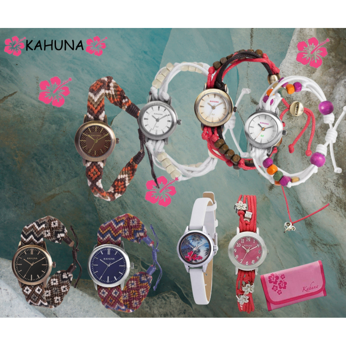Kahuna Multi-Colour Braided Friendship Bracelet Watch with Easy-Fasten Clasp – Fashion & Sports Style