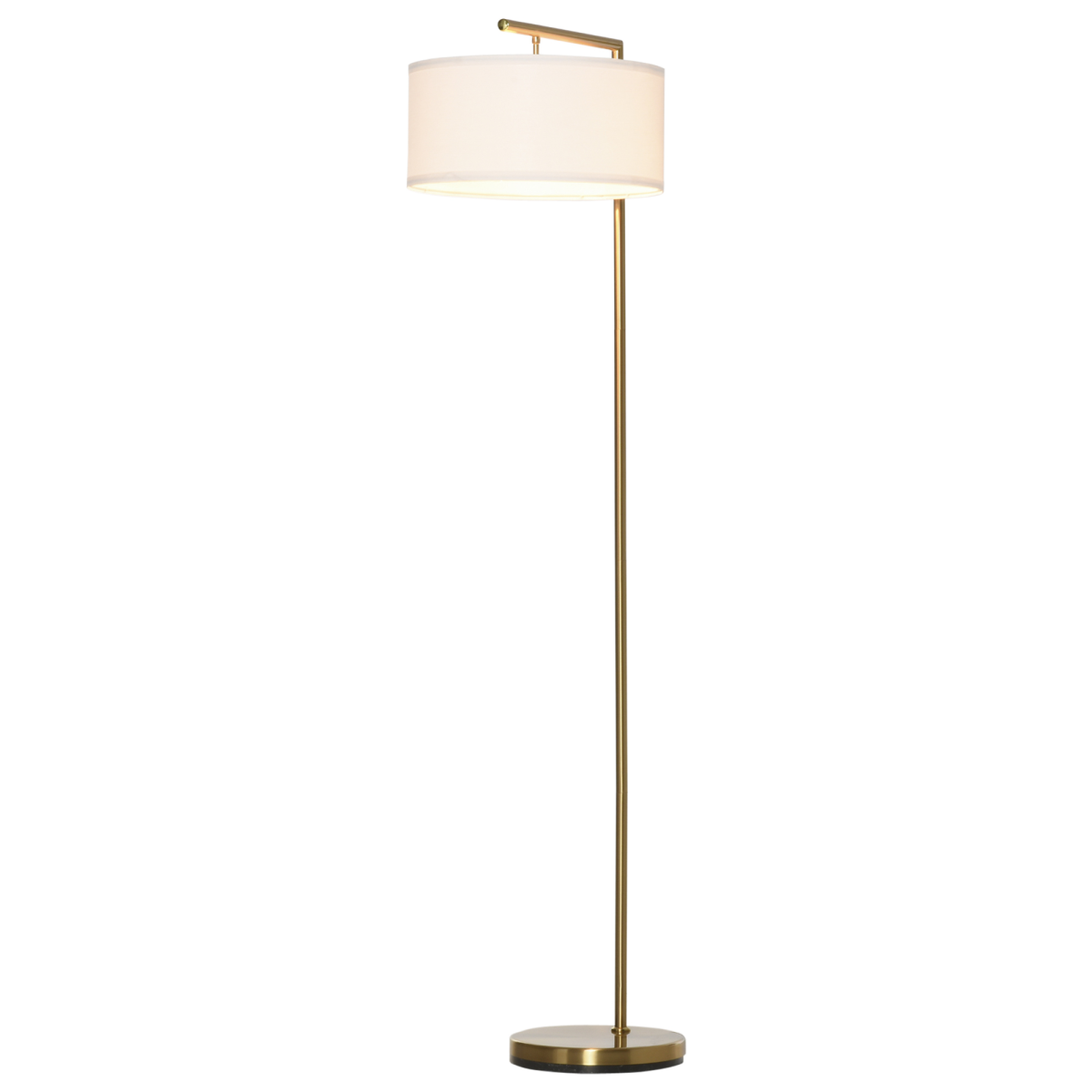 HOMCOM Floor Lamp with Linen Lampshade Round Base for Living Room Bedroom