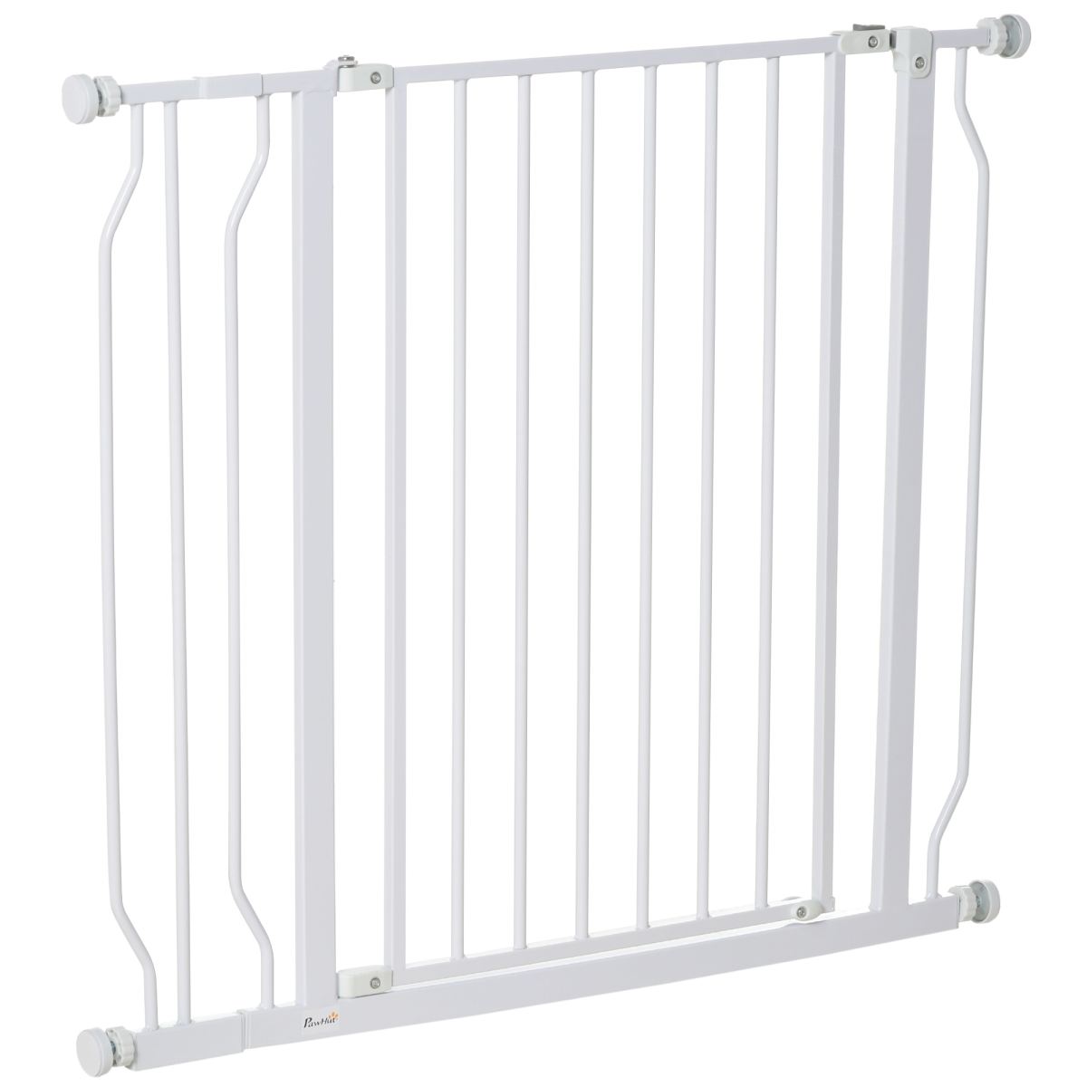 PawHut Pressure Fit Dog Gate with Door, 75–95cm Adjustable Wide Stair Gate – Steel Barrier, White
