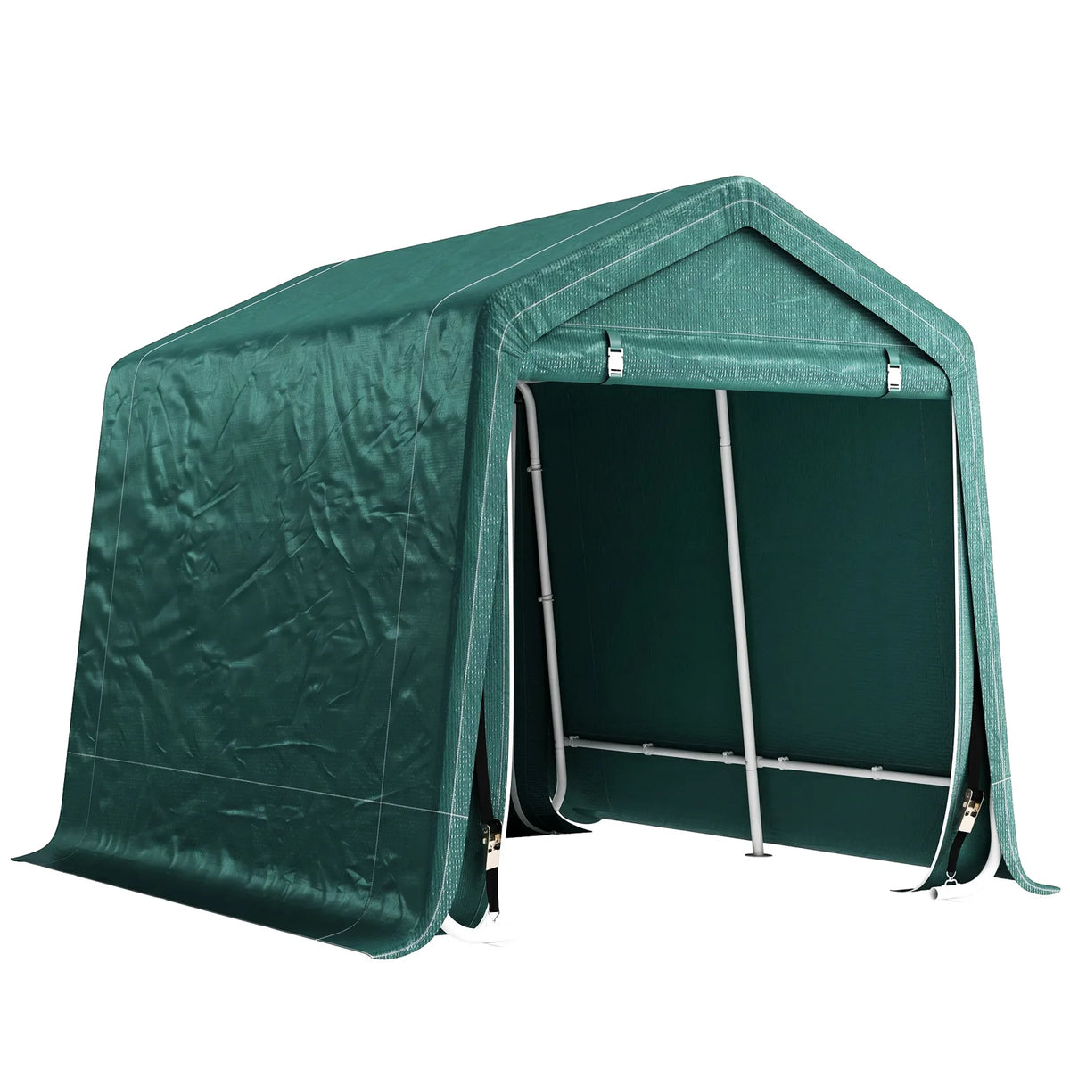 Outsunny 8 x 6.5 ft Portable Garden Storage Shed with Double Roll-up Zipper Door – Waterproof Bike Tent, Green