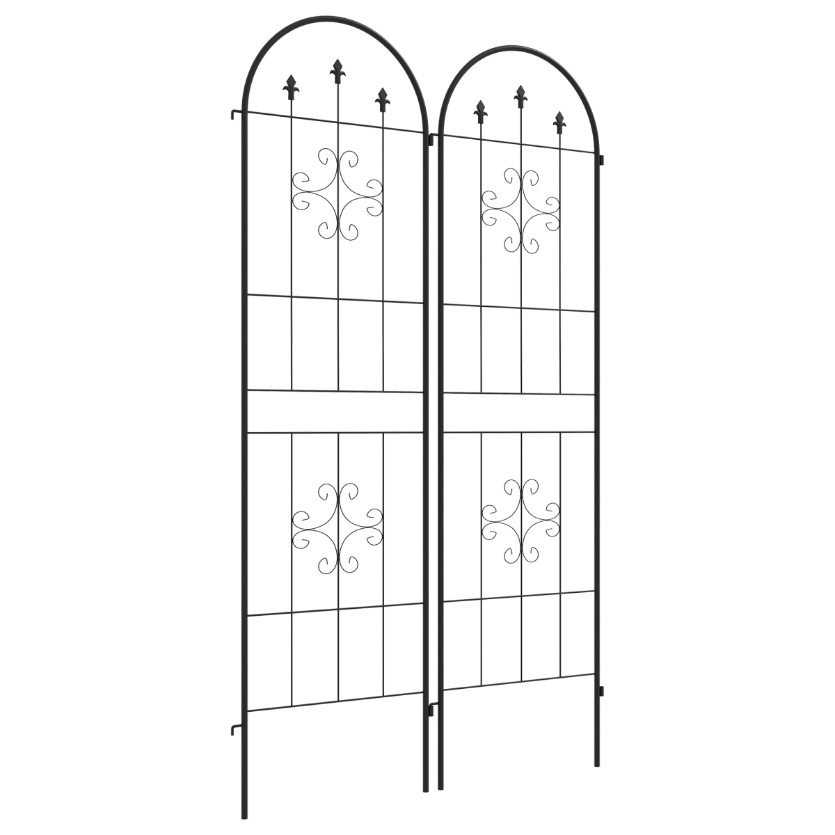 Outsunny Set of 2 Metal Garden Trellis, Arrow Design with Ground Spike – Climbing Plant Support, Black