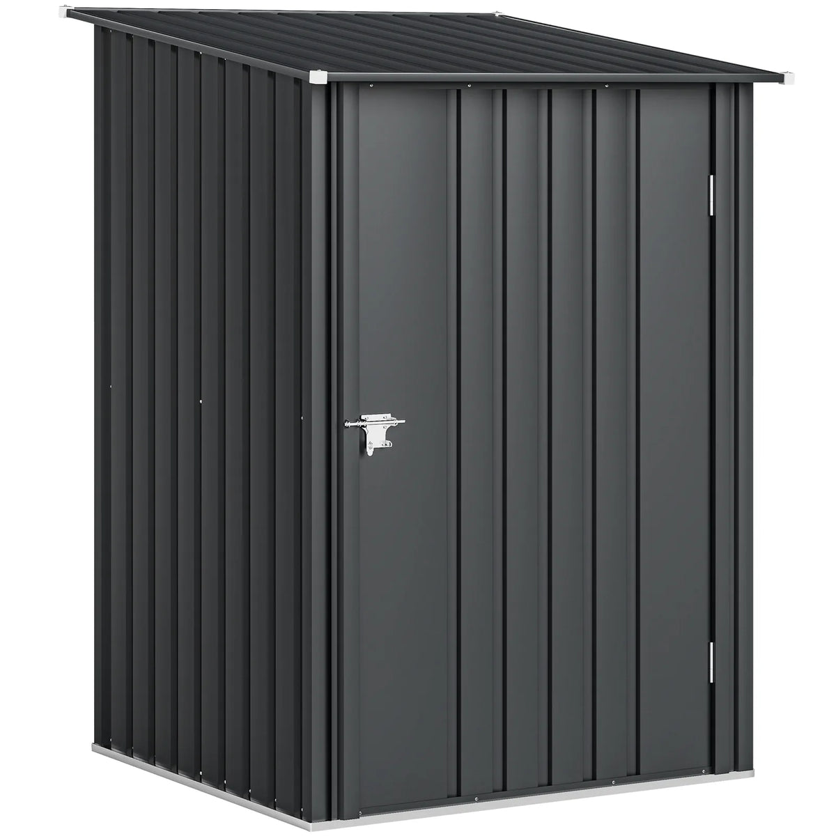 Outsunny 3.3 x 3.4ft Lean-To Galvanised Steel Garden Shed with Lockable Door, Dark Grey