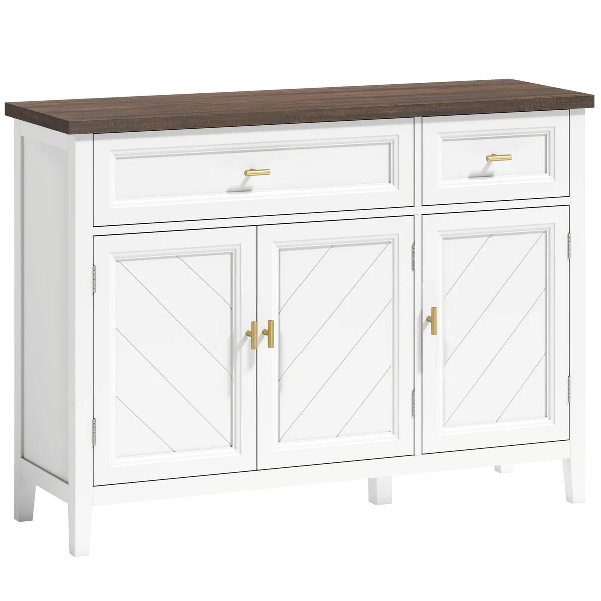 HOMCOM Modern Sideboard with 3 Doors, 2 Drawers and Adjustable Shelves – Buffet Storage Cabinet, White