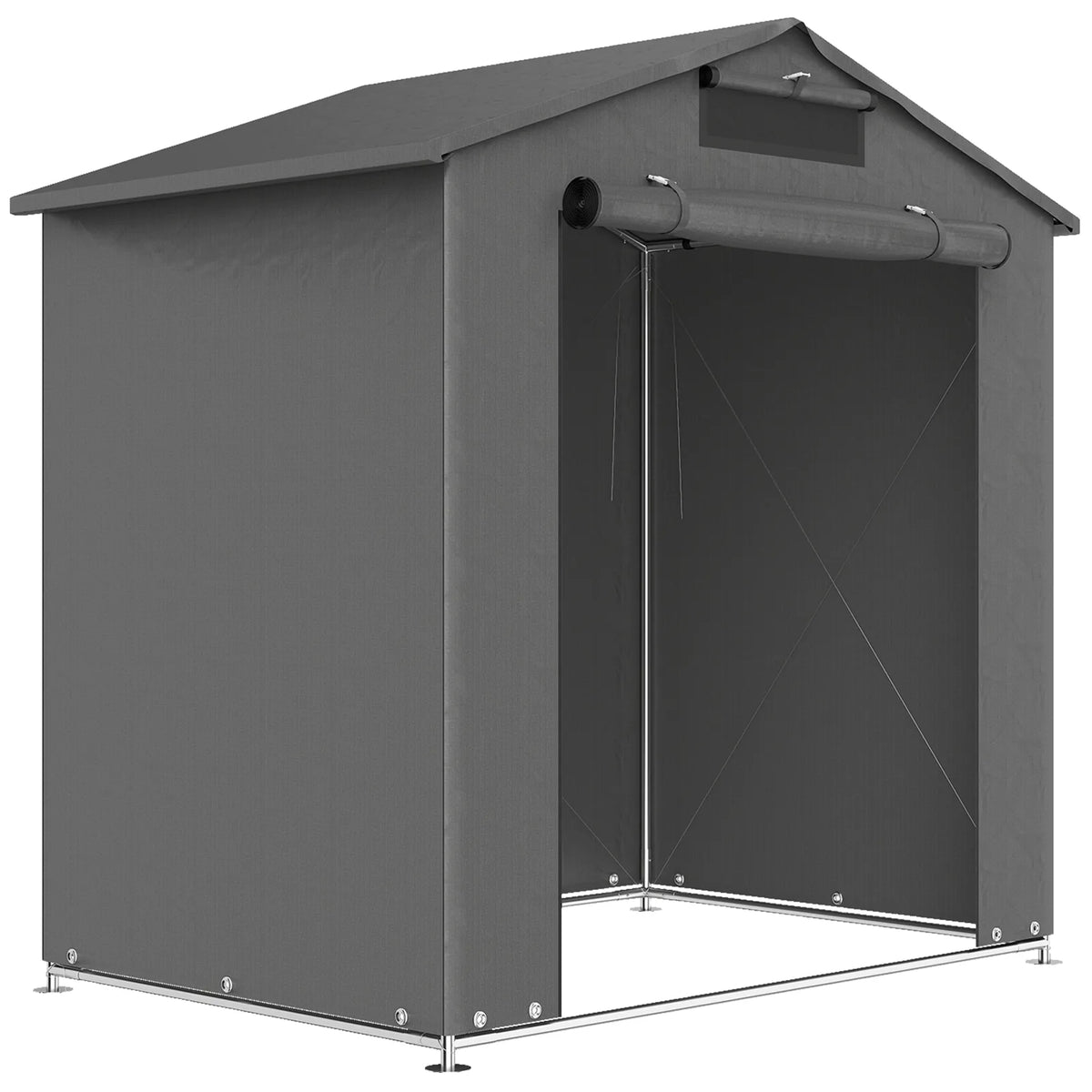 Outsunny 6 x 4ft Outdoor Storage Shed with Vent and Roll-Up Zipper Door – Waterproof Bike Tent