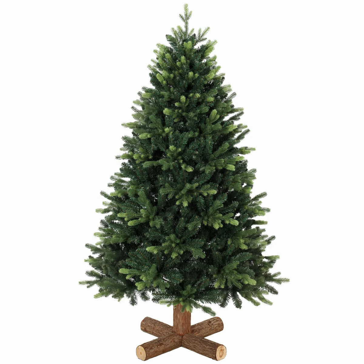 HOMCOM 5ft Hinged Artificial Christmas Tree with 1620 PE and PVC Tips and Fir Wood Base, Green