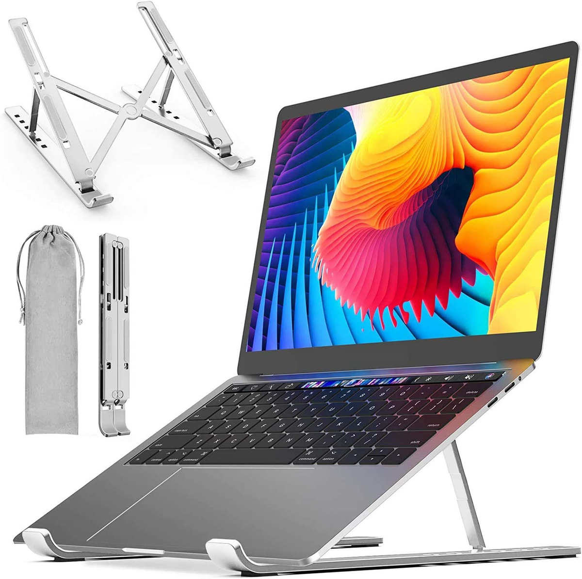 DYZI Foldable Aluminium Laptop Stand with Ventilation, 7 Height Settings – For 10–15.6 Inch Laptops & Tablets