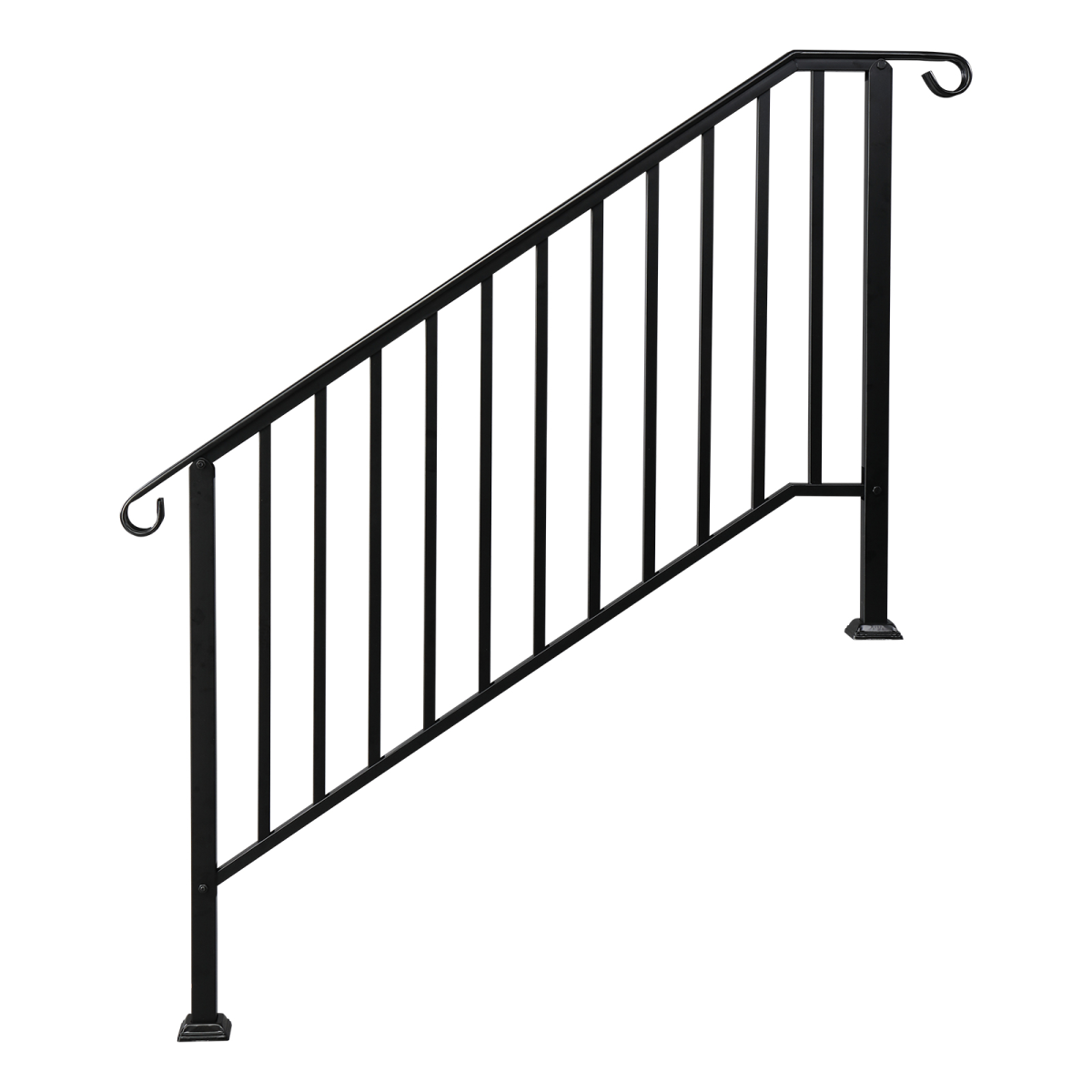 Artisasset Matte Black Galvanised Iron Handrail for 4 or 5 Garden Steps – Outdoor Stair Rail with Fixings