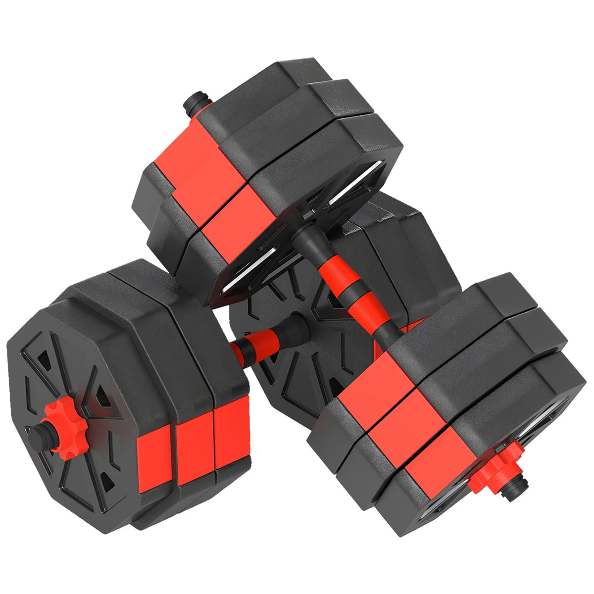 SPORTNOW 6-in-1 Adjustable Dumbbell Set, 30kg – Converts to Kettlebell, Barbell & Push-Up Stand for Home Gym, Red