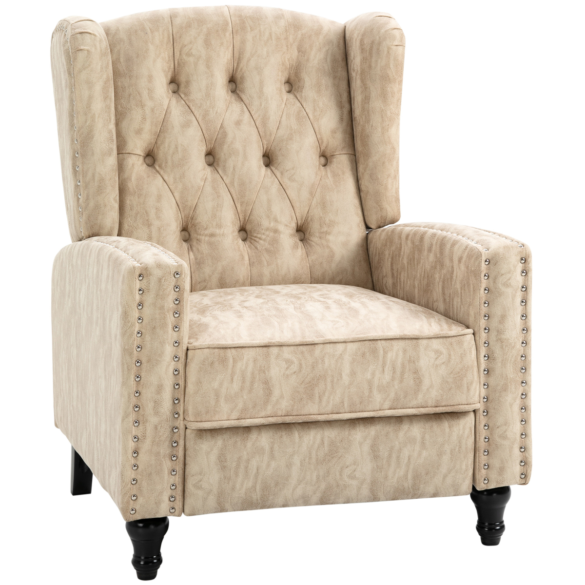 HOMCOM beige studded recliner armchair