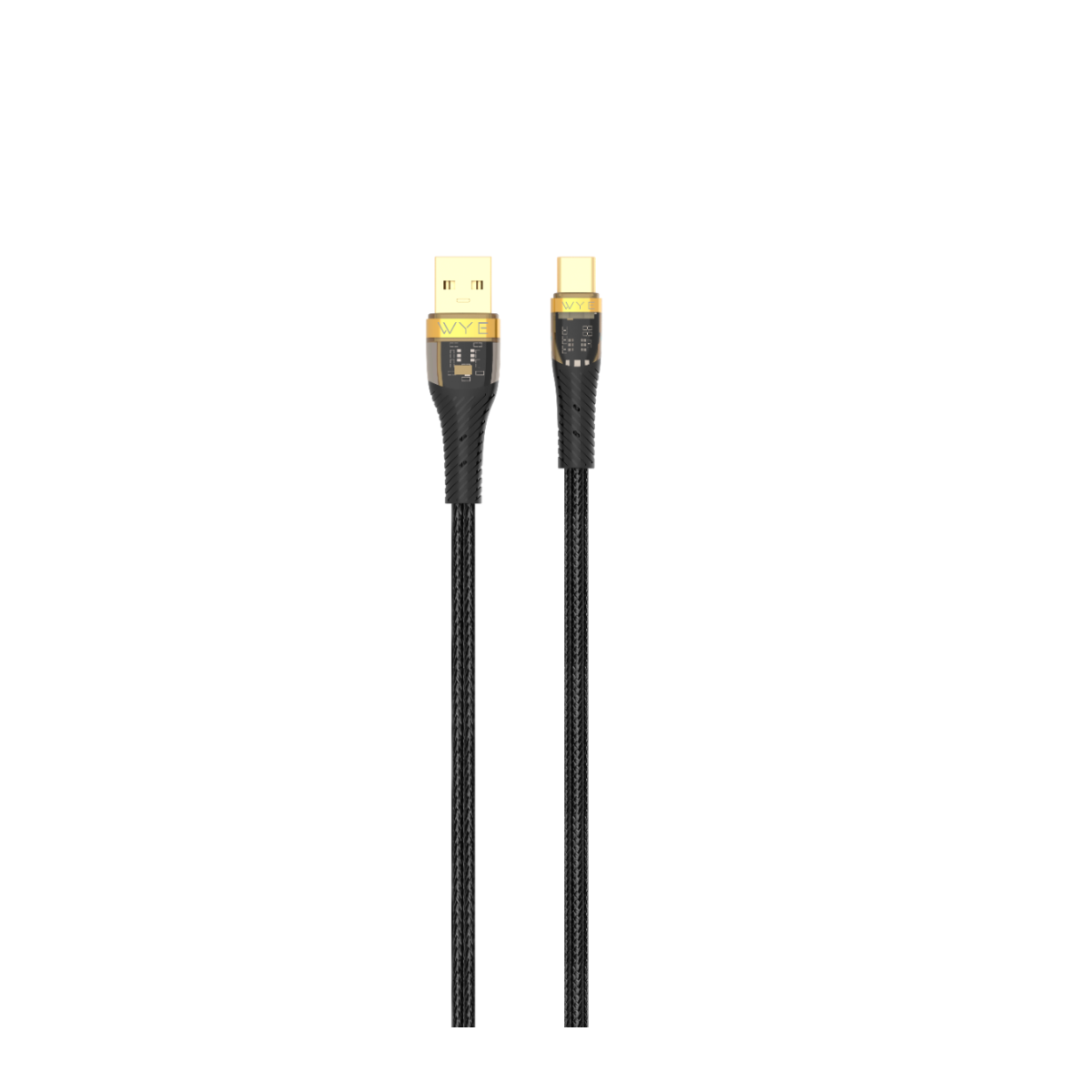 WYEFLOW 60W GoldTip Braided USB to USB-C Fast Charge & Sync Cable 1m – CarPlay Compatible, Black